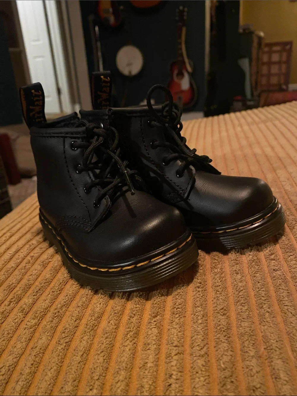 Kids Black Lace-Up Doc Martens (with side zip)